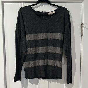 LOFT Gray Striped Sweater